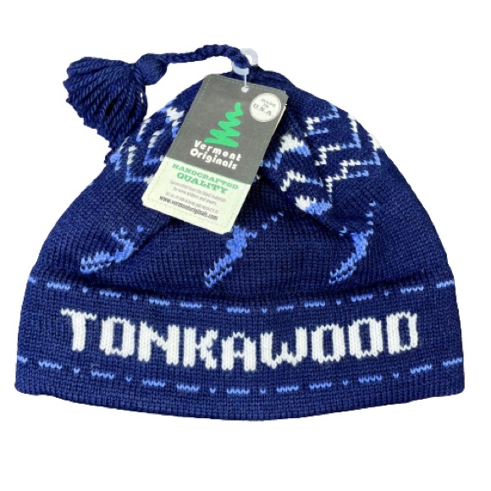 Vermont Originals Tonkawood Skier 100% Wool Hat Blue Fair Isle